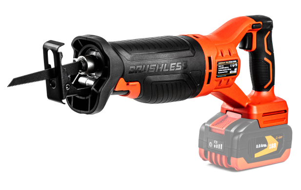 Пила шабельна акум. GTM RS18/150BL 18В, 0-3000х/хв, дерево/кол.мет/сталь-150/22/10мм, КАРКАС (без АКБ і ЗП)